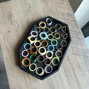 Resin Colorful Gold Silver Assorted Rings - 34
